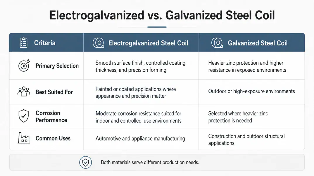 electrogalvanized vs galvanized steel coil